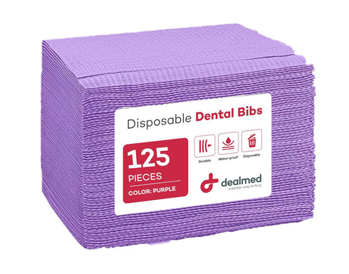 Dealmed Disposable 13.5" x 18" Dental Bibs, 2-Ply Tissue/Poly, Bulk Tattoo Bibs,