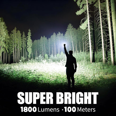 COSMOING 1800 9 Rechargeable EDC Flashlight, Lumens Flat Flashlight Mode with White LED/UV/RGB Modes, Magnetic Clip-on