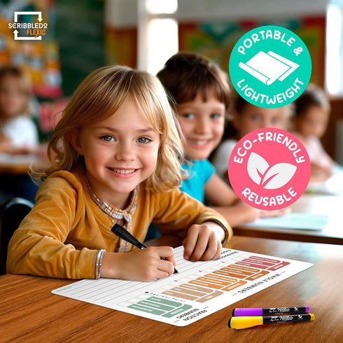 SCRIBBLEDO Place Value Chart Math Practice 9”x12” Small White Board Dry Erase Sheets for Homeschool Teacher Students