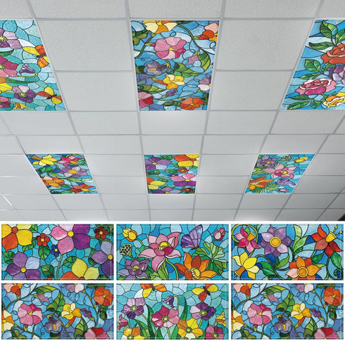 Wiooffen 6 Pcs Fluorescent Light Covers with 60 Magnets Decorative for Classroom