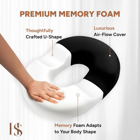 HUGSNUG Tailbone Donut Pillow Seat Cushion with Washable Cover Pain Relief Cushion for Postpartum Anti-Slip Sciatica