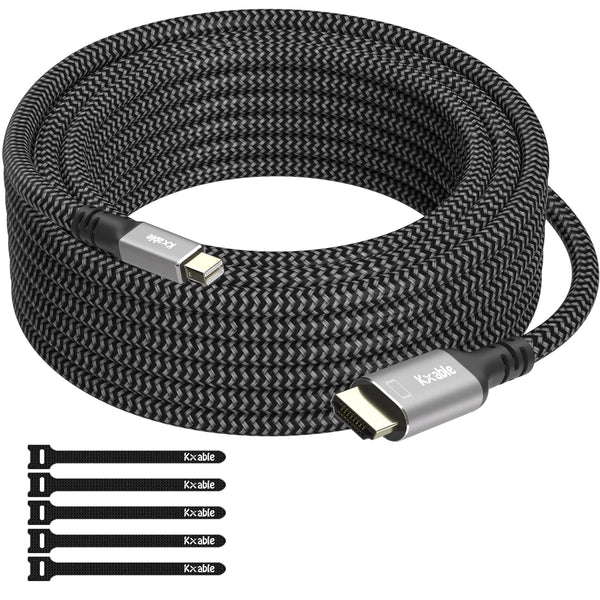 4K Mini DisplayPort to HDMI Cable 15FT, [4K@60Hz, Gold-Plated Plugs, Aluminum Shell,