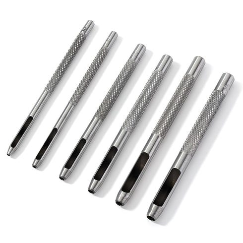 UNCO Hollow Leather Hole Punch Set, 6 pcs Steel Leather Punch Tool for Gasket and Hole Punching
