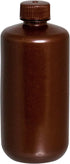 EISCO Reagent Bottle, Amber, 500mL - Narrow Mouth with Screw Cap - HDPE Labs by EISCO