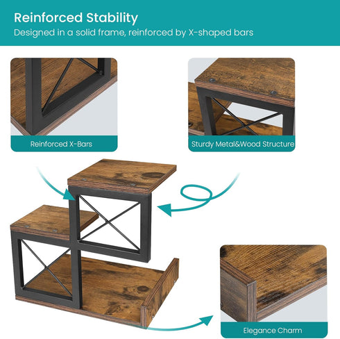 ELITEROO Desk Shelf Organizer, Wood Desktop Small Bookshelf, 3 Tier Storage Shelf Riser for Office Decor