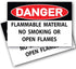 (2 Pack) No Smoking or Open Flames Sign - Danger Flammable Material 7"x10" Self Adhesive Vinyl Sticker Decal