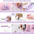 Purple Office Desk Accessories Supplies, 12-Piece Set with Desk Organizers, Tape Dispenser, Stapler, Scissors, Ruler,