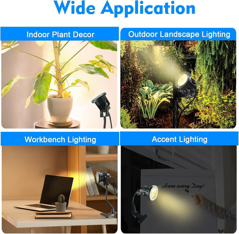 7W 6000K 9.8ft Taysing LED Spot Lights Plug in Outdoor Indoor Light Power Cord Waterproof Landscape Lights Spotlight