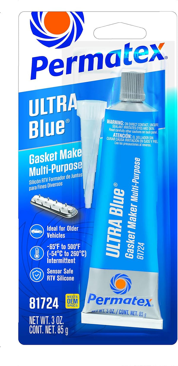 Permatex 81724 Sensor-Safe Ultra Blue RTV Silicone Gasket Maker, 3 oz Tube