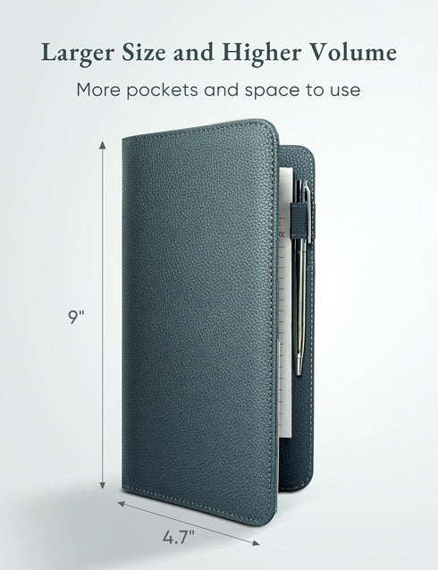 Green Server Book with Zipper Pocket and Magnetic Closure Server Booklet Waitress Book Serving Book with Money Pocket