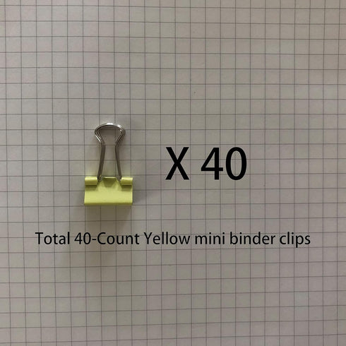Mini Binder Clips, 5/8" / 0.6 inches / 15 mm, 40 PCS, a Little Bit Scratch Paper Clips (Yellow)