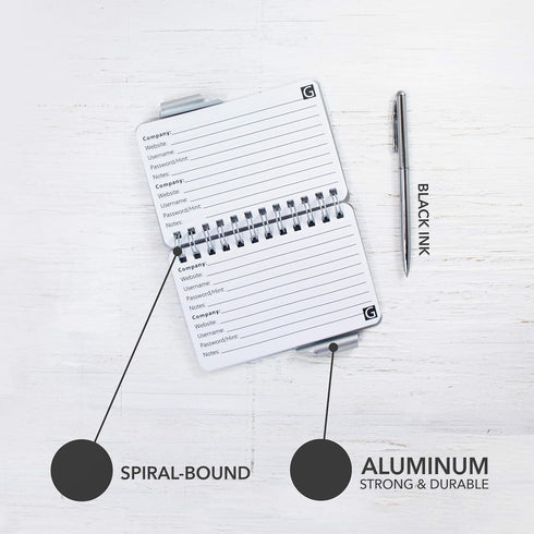 Wellspring Password Book, Whimsical Blooms, Silver Aluminum, 3.5" x 4.5"