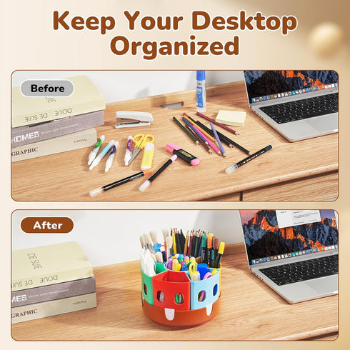 GAMENOTE Rotating Art Supply Storage Organizer, Lazy Susan for Kids Desk, Office School Supplies, Craft Caddy