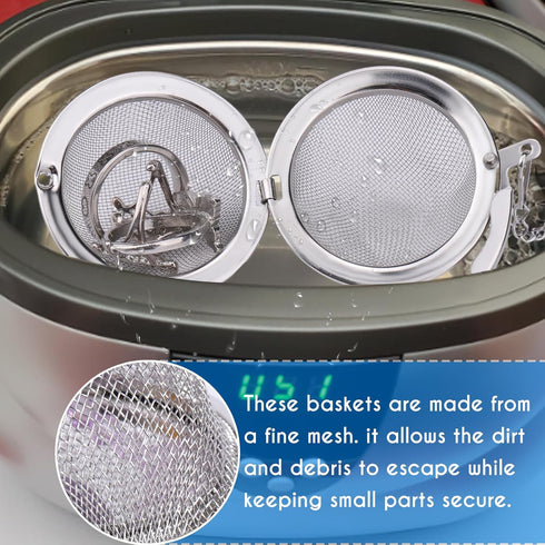 AIERSA 2Pcs Stainless Steel Basket for Ultrasonic Jewelry Cleaner, Small Part and Jewelry Cleaner Solution