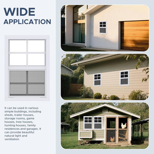 AIRGBW 12"*18", 1 Pack) Windows for Chicken Coop with Screens, Aluminum Exterial Window Replacement for Playhouse