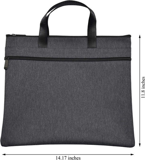 Enyuwlcm Black Waterproof Zipper Document Bag with Handle, Office Organizer Briefcase for Meetings