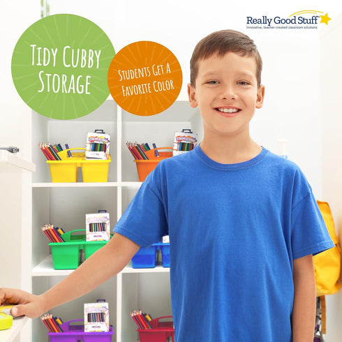 Really Good Stuff - Four-Equal-Compartment Caddies, Set of 6, Assorted Colors, Stackable Design