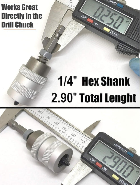 Adjustable Clutch ELECTRIC DRILL to SCREWGUN CONVERTER, Manganese S2 Phillips 2 Bit, 1/4 Shank, Fits Corded Cordless