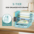 DALTACK Desk Paper Organizer with 6-Tier Tray, 3 Pen Holders, Blue, Storage Organizer for Home Office or School