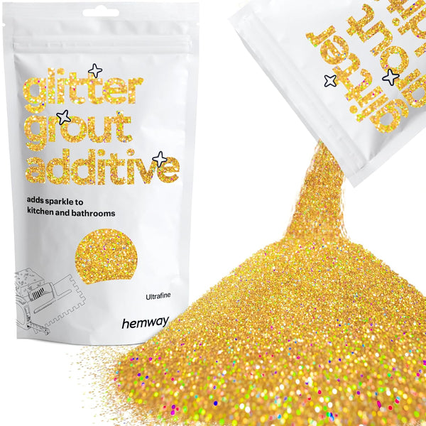 Hemway Glitter Grout Additive, 100g / 3.5oz, Gold Holographic, Sparkle for Mosaic Tiles.