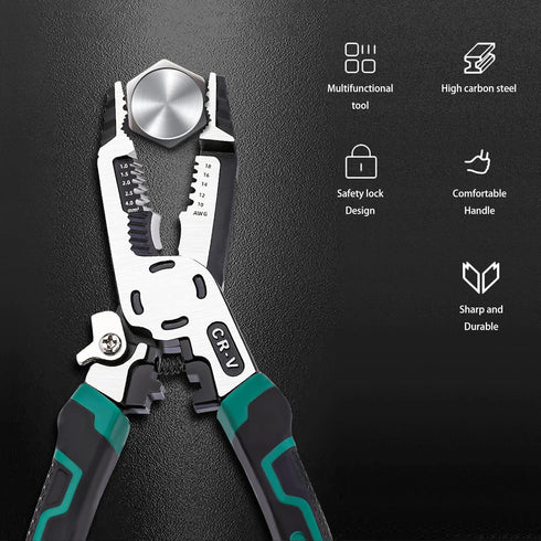 10-in-1 Wire Stripper Tool, Multifunctional Plier with Wire Stripper, Crimper, Side Cutter for Electric Cable