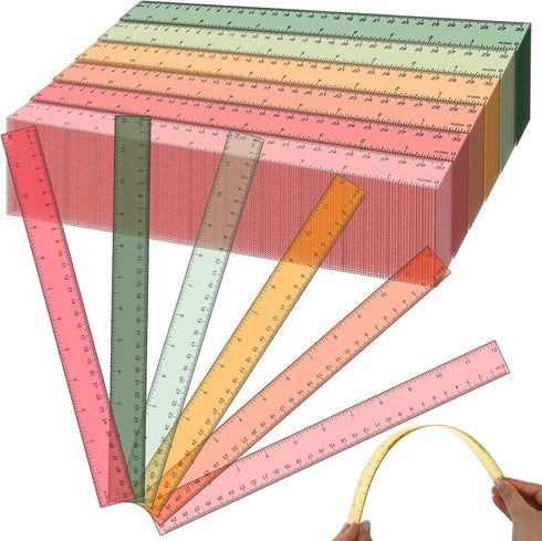 Panelee 306 Pcs 12 Inch Plastic Ruler, Colorful Transparent Ruler with Inches and Centimeters for School
