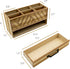 BLU MONACO Natural Wood Desktop Pen Organizer - Stylish Pen Holder with Drawer for Office and Art Supplies