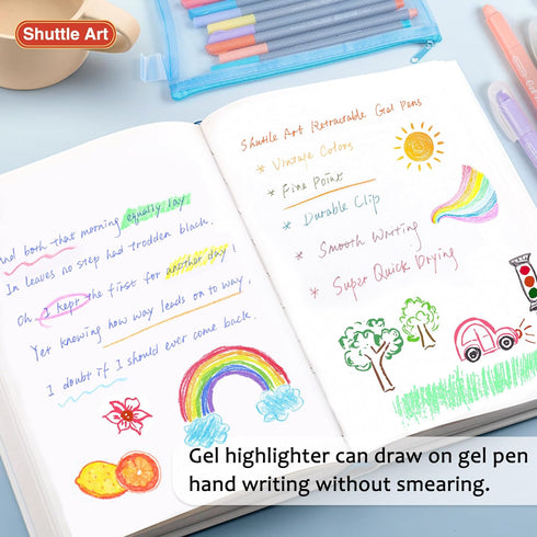 Bible Highlighters and Pens Kit, 22 Pack No Bleed, 10 Colors Gel Highlighters, 12 Colors Fineliner Pens with Storage Bag