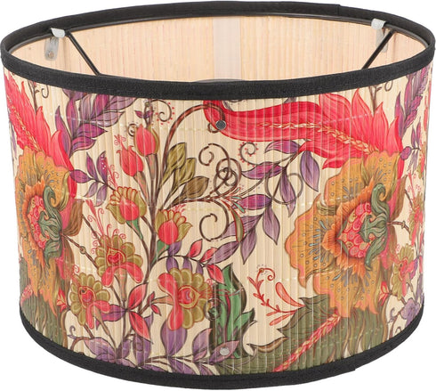 11.81 Inch Uonlytech Bamboo Woven Lampshade Printed Table Lamp Shade for Bedroom Dining Room Rustic Home Decor