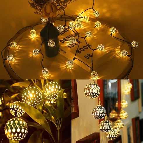 33FT 100LED 8 Solar String Lights Outdoor Waterproof,Globe Solar Fairy Lights Outdoor with Modes,Moroccan String Lights