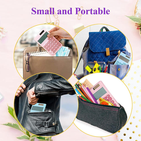 Basic Calculator, Cute Pocket Size Mini Desktop Calculators for School, Office, Home (Purple)