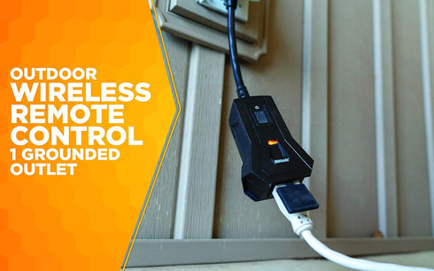 Woods 50125WD Wireless Remote Control Outlet Kit, Electrical Plug In Remote Light Switch, 1 Grounded Outlet, Black