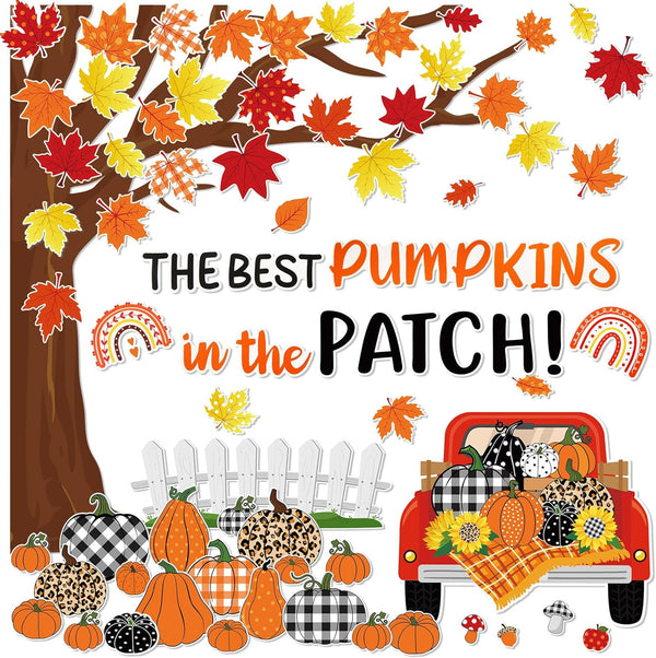 Pasimy 86 Pcs Fall Bulletin Board Decorations - Thanksgiving Classroom Cardboard Cutouts for Autumn Decor