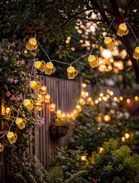 Xingzd 8.5Ft 10 3D Bulbs, Summer Beer Mug Outdoor String Lights, Hawaiian Decor Lights, LED Tropical Beach Camping