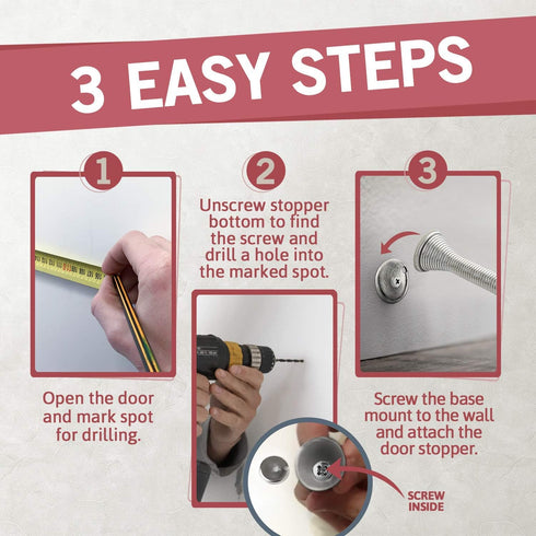 Jack N’ Drill 15 Pack Spring Door Stoppers, 3.1" Heavy Duty Satin Nickel, Child & Pet Friendly