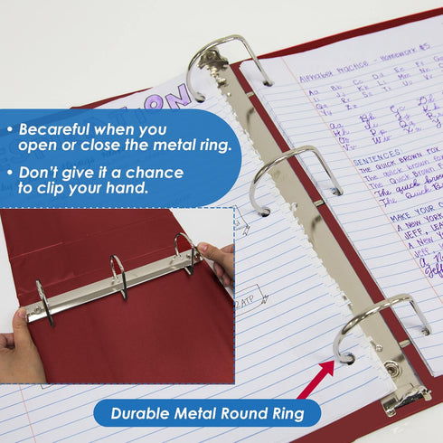 BAZIC 3 Ring Binder, 2" View Binders Slant D Ring Organizer - Burgundy, Holds 480 Sheets Paper, for School Office Home,