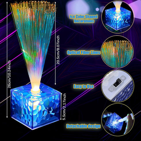 Decorations(9 Inch,Clear) Amylove Mini Fiber Optic Lamp Bulk LED Light Color Changing Table Centerpiece Glow in The