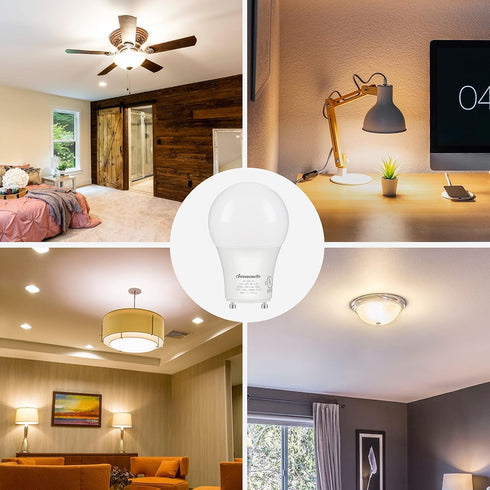 DEWENWILS GU24 LED Light Bulb, 60W Equivalent, 9W 800 Lumens, Dimmable 2 Prong, 2700K Warm White, A19 Shape, 4 Pack