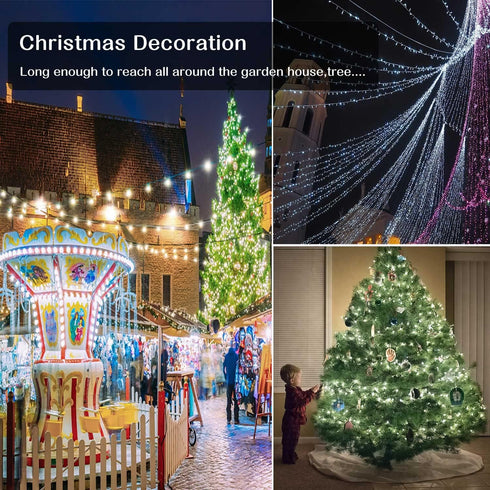 800LED 330FT 8 Outdoor Christmas String Lights, White Fairy Lights, Mode Plug in Waterproof Indoor Outdoor Decor Lights