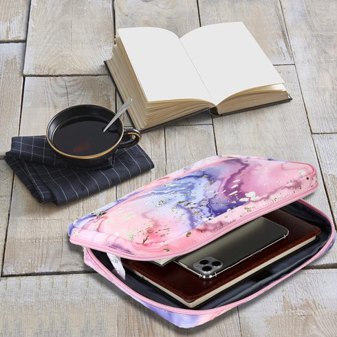 Bible Covers for Women, Girls Bible Bags, Kids Scripture Carrying Case with Handle Pockets (Pink-Marble)