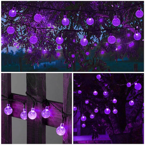 L LAMPOP 20 8 LED Decorations Crystal Globe Solar String Outdoor Lights with Lighting Modes Waterproof Solar Powered