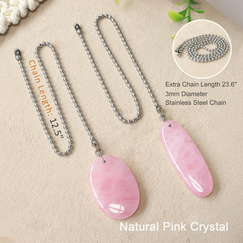 LFERS 2 12" LEFERS Ceiling Fan Pull Chain, Pieces Natural Gemstone Pendants with Ceiling Fan Chain Extender
