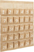 Juvale 30-Row Burlap Cell Phone Holder - Farmhouse Designed White Numbered Hanging Pocket Organizer