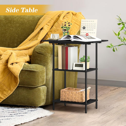 Black Printer Stand with Storage, 3 Tier Rolling Cart with Wheels, Large Printer Table for Home Office