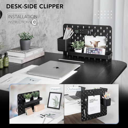 EHO Clamp On Desk Pegboard, Short Privacy Divider, Office Partition Panel, No Drill Desk Mounted Organization Board,