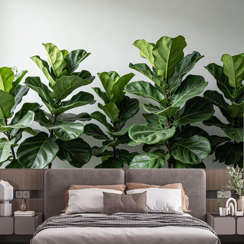 Agglomerix Custom Size Wall Murals Fiddle Leaf Fig Botanical Green Leaves Minimalist SelfAdhesive Wall Fabric Removable