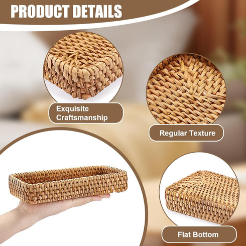 8.3 4.7 BTSKY Small Remote Basket for Coffee Table Entryway Living Room Rattan Serving Tray x Handwoven Wicker Baskets