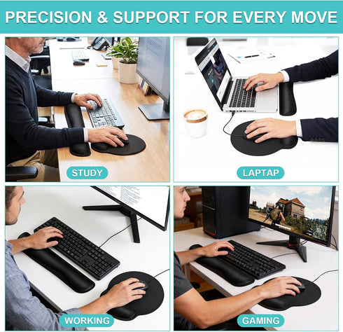 TONOS Mouse Pad and Keyboard Wrist Rest- Ergonomic Wrist Rest for Computer Keyboard and Mouse Pad, Memory Foam Wrist