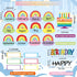 Rainbow Happy Birthday Bulletin Board Rainbow Holiday Birthday Board Sign Let's Celebrate Happy Birthday Rainbow Cloud Accents Cutouts for Calendars Festival Bulletin Boards Wall Classrooms Decor