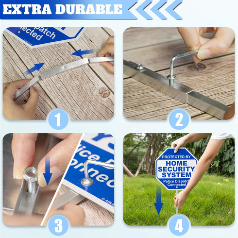 10 10 28 Anley Aluminum Protected By Home Security System Yard Sign x IN with Durable IN Ground Stake - Police Dispatch